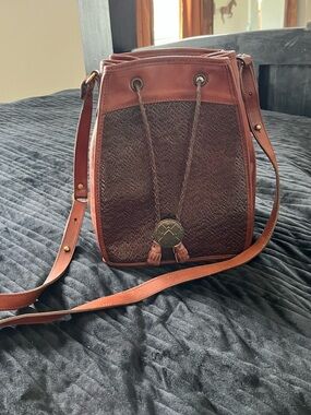 Vintage 90s Brahmin Leather Bucket Bag Made in USA Western